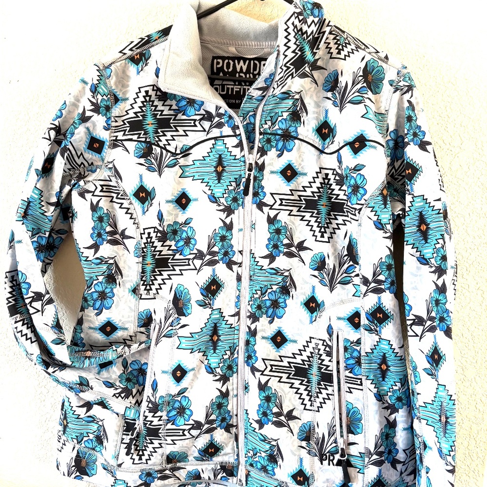 Powder River outfitters ladies floral Aztec rodeo gray jacket